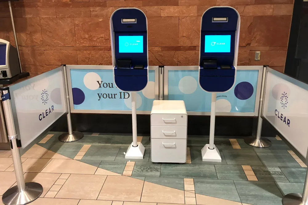 CLEAR program biometric screening at airport.
